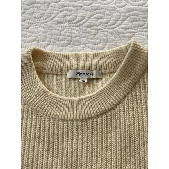 Madewell Ivory Patch Pocket Pullover Sweater Size S Long Sleeve Crew Neck - Picture 6 of 13